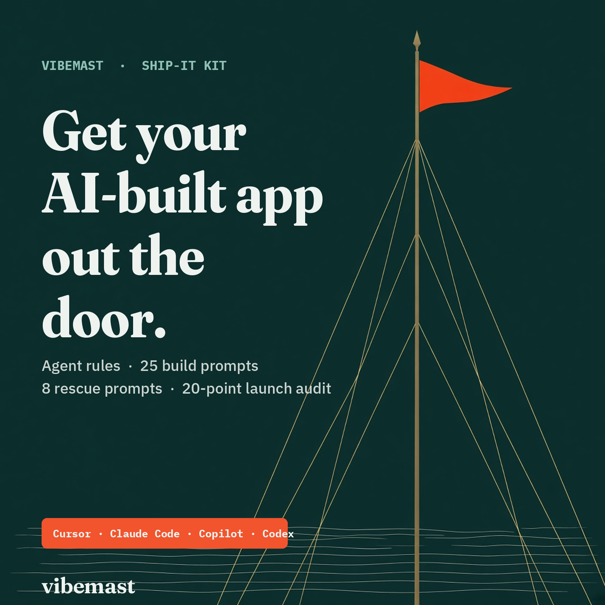Vibemast Ship-It Kit cover: agent rules and prompts for AI apps